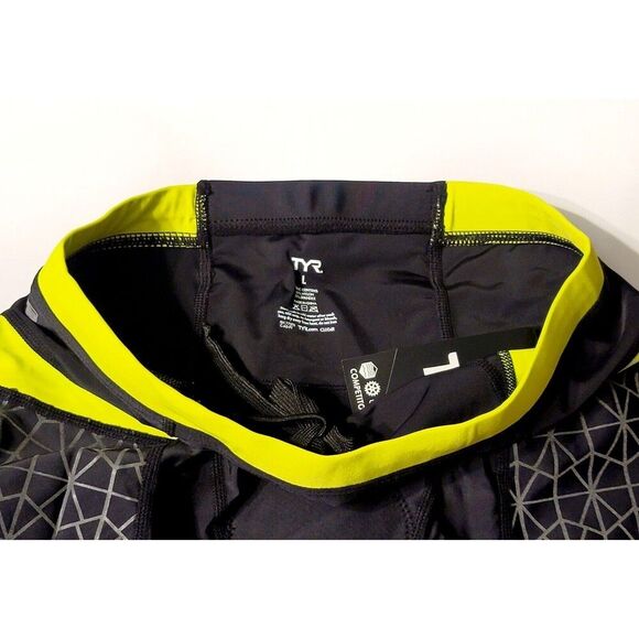 TYR Female Women's 8" Competitor Tri Short RECFO6A Black Lime, Size L - Picture 4 of 5